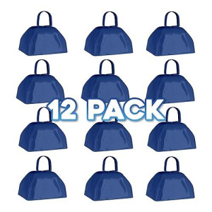 Metal Cowbells With Handles 3 Inch Novelty Noise Maker - 12 Pack (Navy Blue)