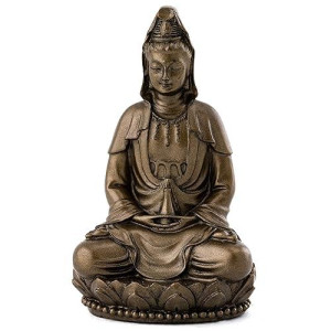 Top Collection Small Quan Yin Decorative Statue - Hand-Painted Guan Yin Sculpture With Bronze Finish Look - 3-Inch East Asian Deity Goddess Of Compassion And Mercy Figurine
