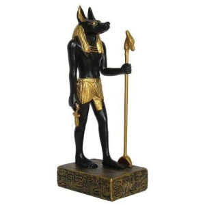 Tlt 3.5 Inch Hand Painted Resin Egyptian Anubis Statue With Staff