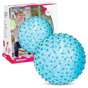 Edushape The Original Sensory Ball For Baby - 7 Transparent Blue Color Baby Ball That Helps Enhance Gross Motor Skills For Kids Aged 6 Months & Up - Vibrant, Colorful And Unique Toddler Ball