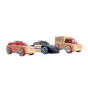 Automoblox Collectible Wood Toy Cars And TrucksMini S9 Police/X9 Fire/T900 Rescue 3-Pack (Compatible With Other Mini And Micro Series Vehicles)