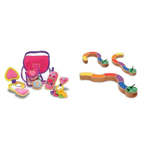 3 Item Bundle: Melissa & Doug 3049 Pretty Purse Fill And Spill Toddler Toy And 3032 Caterpillar Grasping Baby Toy + Free Activity Book