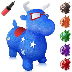 Waliki Bouncy Horse Hopper | Benny The Jumping Bull Inflatable Hopping Pony For Toddlers