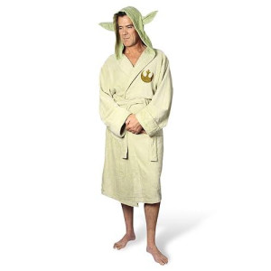 Star Wars Yoda Unisex Hooded Bathrobe for Adults One Size Fits Most