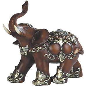 George S. Chen Imports Ss-G-88098 Thai Elephant Wood Like Design Figurine, 6"