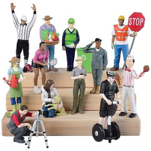 Constructive Playthings Mtc-334 Pretend Professionals Career Doll Figures, Toy Figures For Kids, Set Of 12