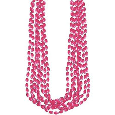Pink Metallic Bead Necklaces - 30" (Pack Of 8) - Stunning Party Accessory, Perfect For Celebrations And Costume Events