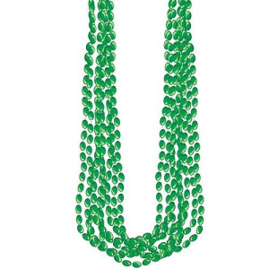 Green Metallic Bead Necklaces - 30" (Pack Of 8) - Perfect For Mardi Gras, St. Patrick'S Day & Festive Events