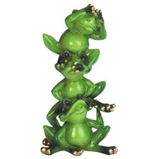 George S. Chen Imports 3 Green Frogs Standing Atop Each Other Figurines