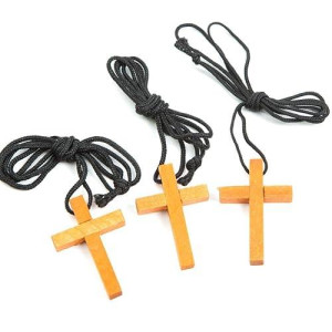 Fun Express Wooden Cross Necklaces (12 Pack)