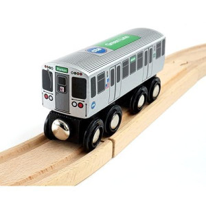 Munipals Chicago Transit Authority Wooden Railway Green Line-Child Safe And Tested Wood Toy Train