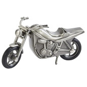 Creative Gifts International Pewter Motorcycle Bank For Kids, Newborn Gift, Silver, 4