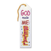White"God Made Me Special" Fabric Ribbon Bookmark - 1pc