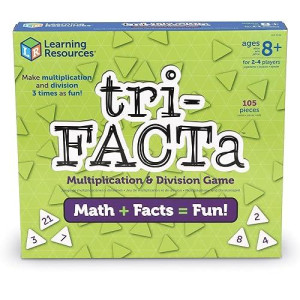 Learning Resources Tri-Facta Multiplication & Division Game, Homeschool, Math Game, 2-4 Players, 104 Piece Set, Ages 8+