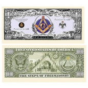 American Art Classics Freemason - Masonic Million Dollar Bill - Limited Edition Collectible Novelty Dollar Bill In Currency Holder Protector - Best Gift Or Keepsake For Masons