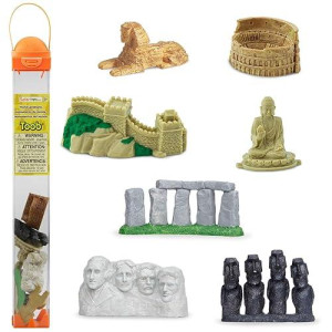 Safari Ltd. World Landmarks Toob - 7 Figurines: Mount Rushmore, Great Wall, Easter Island Heads, Colosseum, Sphinx, Stonehenge - Educational Toy Figures For Boys, Girls & Kids Ages 3+