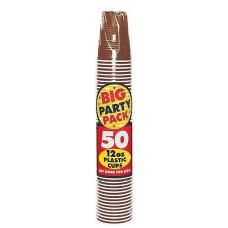 Big Party Pack Chocolate Brown Plastic Cups | 12 Oz. | Pack Of 50 | Party Supply