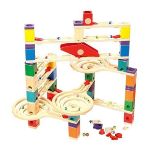 Hape Quadrilla Wooden Marble Run Construction - Vertigo - Quality Time Playing Together Safe And Smart Play For Smart Families,Multicolor