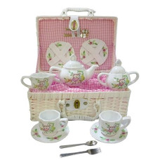 Delton Products Owls Children'S Tea Set With Basket