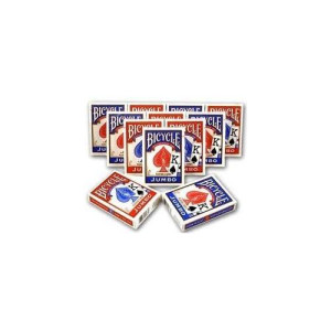 Bicycle Poker Standard Size Jumbo Face Index Playing Cards, Blue/Red, 12 Piece