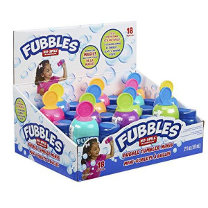 Fubbles No Spill Bubble Tumbler Minis Party Favor 12 Pack | Bubble Toy For Babies Toddlers And Kids | Includes 2Oz Bubble Solution And A Wand Per Bottle (Assorted Colors)