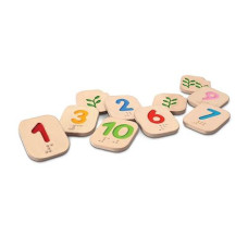 Plantoys Wooden Braille Number Tiles 1-10 (5654) | Sustainably Made From Rubberwood And Non-Toxic Paints And Dyes