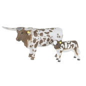 Big Country Farm Toys Longhorn Cow & Calf - 1:20 Scale - Hand Painted - Farm Toys - Farm Animal Toys