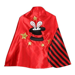 Storybook Wishes Reversible Red And Black Striped Magician Cape With Top Hat Embroidery