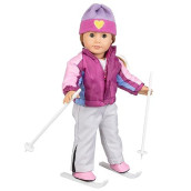 Skiing Winter Doll Outfit For American 18" Girl Dolls - 7 Piece Premium Handmade Clothes Set Costume