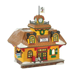 Department 56 Disney Village Mickey Mouse Train Station Lit Building, 5.67 Inch, Multicolor