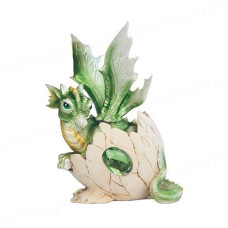 Stealstreet Ss-G-71465 Green Baby Dragon In Eggshell With Gem Figurine, 5.75"