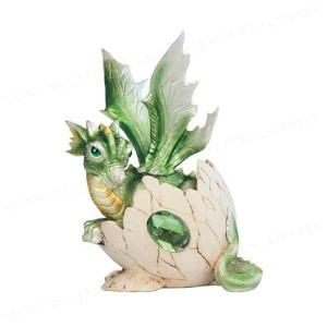 Stealstreet Ss-G-71465 Green Baby Dragon In Eggshell With Gem Figurine, 5.75"