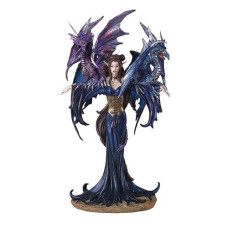 Stealstreet Ss-G-91276 Fairy Collection Pixie With Dragon Fantasy Figurine Figure Decoration , Navy Blue