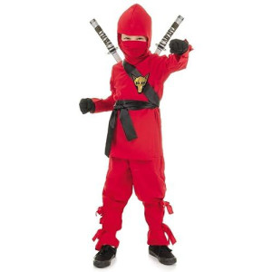 Underwraps Costumes Big Boy'S Children'S Red Ninja Costume, Medium 6-8 Childrens Costume, Red, Medium