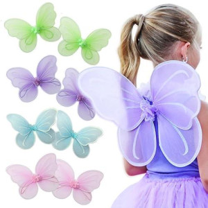 Butterfly Craze Girls' Fairy, Angel, Or Butterfly Wings - Costume Accessories & Party Favors Or Supplies, Make Your Little One'S Birthday Party Special, In Shades Of Blue, Green, Pink, And Purple, 8Pc