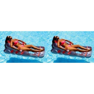 2 New Swimline 9041 Swimming Pool Inflatable Deluxe Lounge Chairs W/Back Support