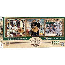 Masterpieces 1000 Piece Jigsaw Puzzle For Adults, Family, Or Kids - Baseball Collection By Norman Rockwell - 13"X39"