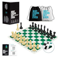 Best Chess Set Ever Tournament Chess Set, 4X Quadruple Weighted Staunton Chess Pieces, With 20" Foldable Double-Sided Silicone Chess Board, Xl Super Heavyweight Unmatched Chess Set For Adults