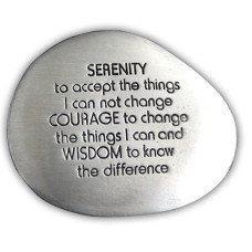 Cathedral Art Serenity Prayer Soothing Stone - Engraved Rock With Inspirational Words, Mindfulness And Meditation Stones For Stress, Worry, And Anxiety, 1-1/2-Inch, Silver