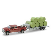 Ertl Plastic Dodge Pickup With Diecast Trailer And Bales, 1:64-Scale