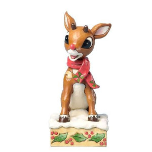 Enesco Jim Shore Rudolph Traditions With Blinking Nose Figurine, 3.94-Inch