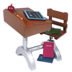 The Queen'S Treasures 18 Inch Doll Furniture, 1940?S Style Wooden School Desk. Includes Desk With Accessory Storage, 3 Books, Chalk Board, Pencil And Apple, Compatible For Use With American Girl Dolls