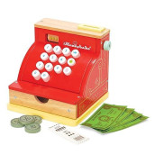 Le Toy Van - Wooden Honeybake Toy Cash Register | Role Play Toy | With Receipt, Opening Till Drawer And Play Money | Perfect For Supermarket, Food Shop Or Cafe Pretend Play