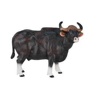 Mojo Gaur Bull Realistic Domesticated Farm Animal Toy Replica Hand Painted Figurine