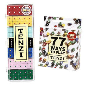 Tenzi Party Pack Dice Game Bundle With 77 Ways To Play Tenzi - A Fun, Fast Frenzy For The Whole Family - 6 Sets Of 10 Colored Dice - Colors May Vary