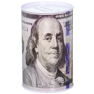 Chadamyi 100 Dollar Bill Tin Money Bank Note Metal Money Box 100$ Bill Dollar Moneybox, 5 7/8' Tall X 4' Metal Money Coin Bank, 100, Benjamin Franklin Coin Bank