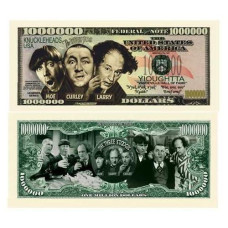 Three Stooges (3 Stooges) Million Dollar Bill With Bill Protector - Limited Edition - Best For Collecting, Full Color, Real Money Size. Makes A Great Gift.