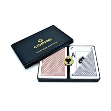 Copag Peek Design 100% Plastic Playing Cards, Poker Size Dual Index Blue/Red Double Deck Set