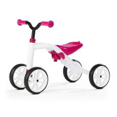 Chillafish Quadie: Stable 4-wheel Grow-with-Me Ride-On, 3 Seat Positions with Cookie Storage in the Seat, Silent Non-Marking Wheels and Customization Stickers, Ages 1-3, Pink