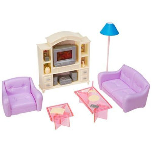 My Fancy Life 24012 Dollhouse Furniture, Living Room With Tv/Dvd Set And Show Case Play Set